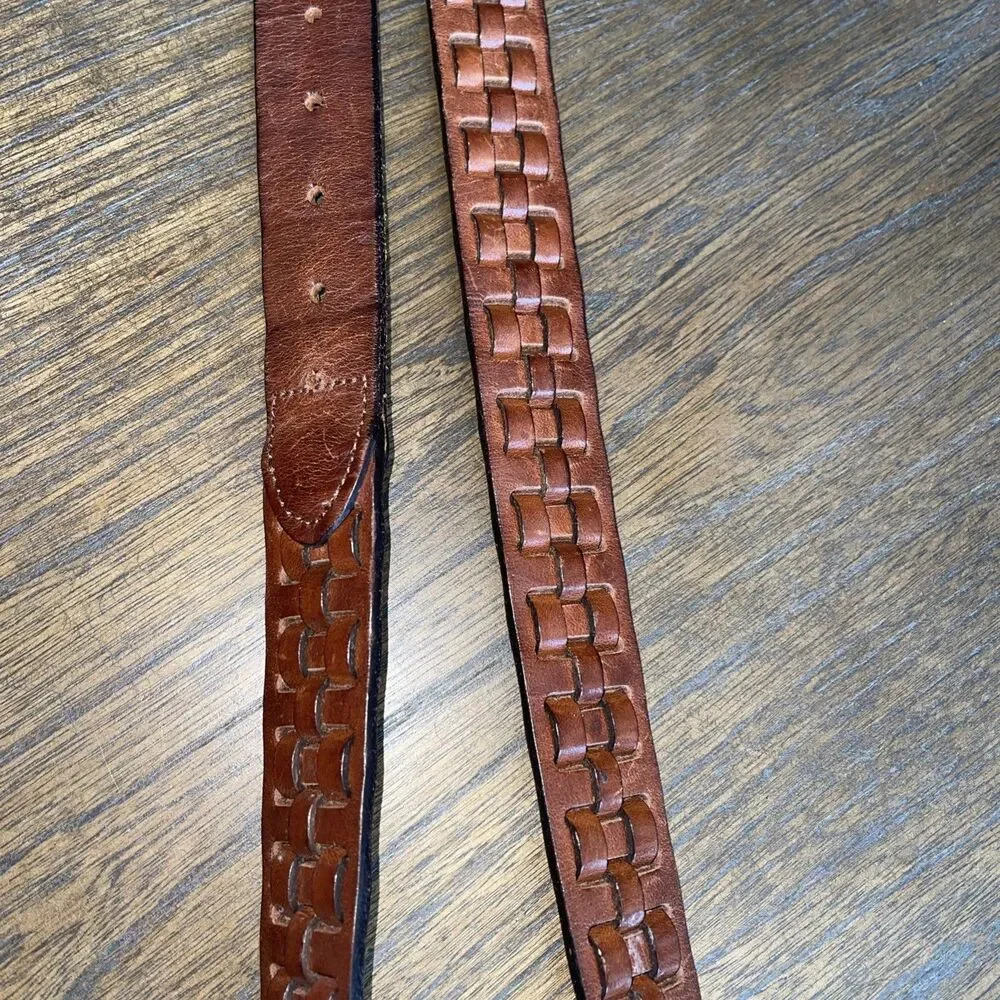 Chaps Ralph Lauren Leather Belt Men/Women Size 40/100 Brown Woven Classic